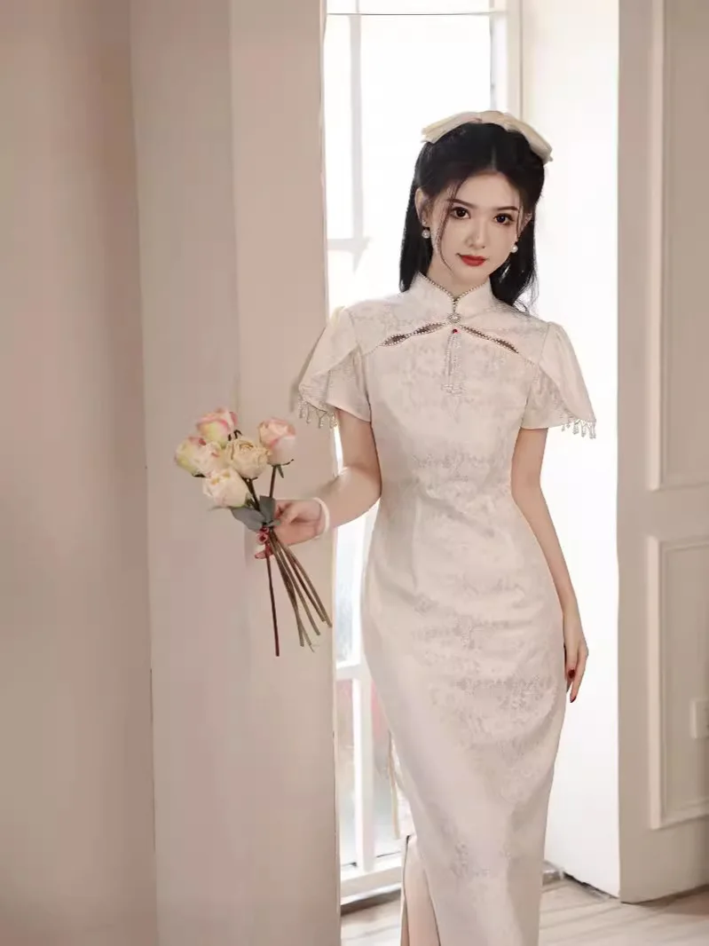 Новое улучшенное молодежное платье-Ципао в китайском стиле кружевное