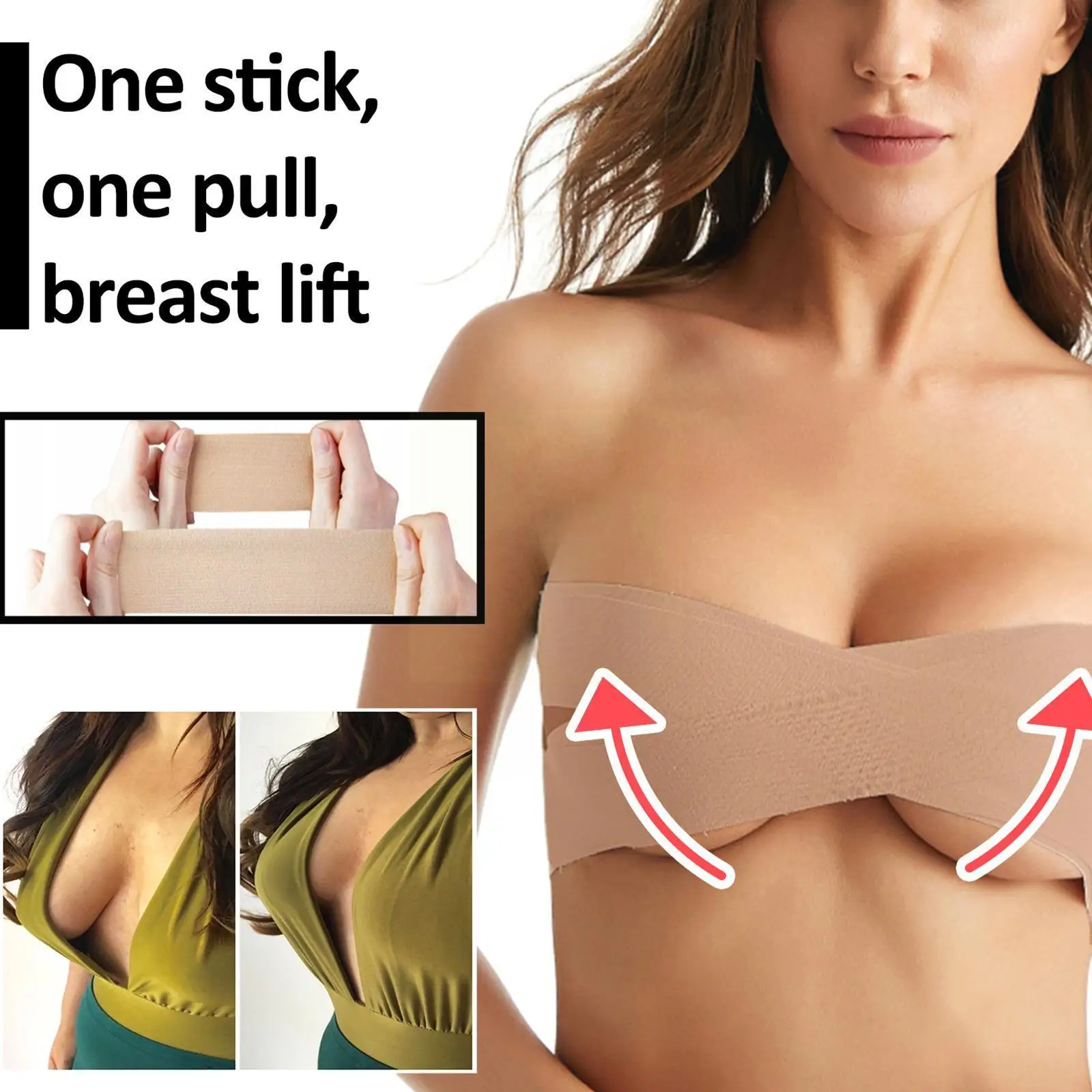 

Bra Boob Tape Hump Correction Tape Invisible Elastic Breast Lift Bra Fashion Chest Up Sticker Adhesive Sticky DIY Push Tape E8V7