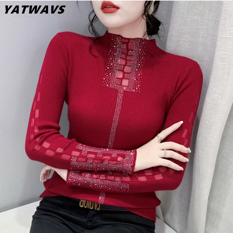 

Женская трикотажная футболка с длинным рукавом, с высоким воротником