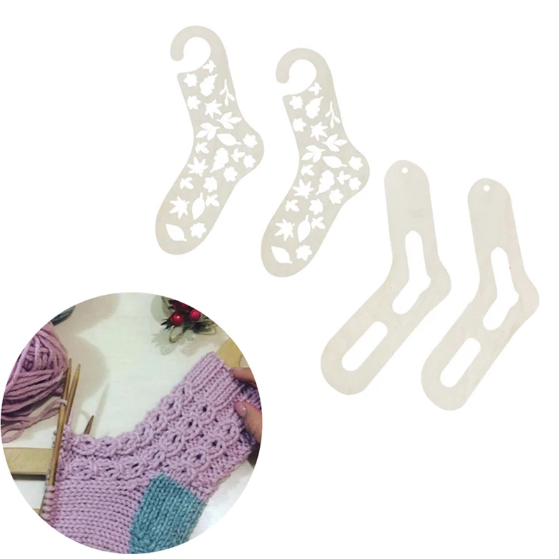 

2Pcs Handmade Wood Socks Blocker Wooden Knitting Socks Forms Blockers Stretcher DIY Sock Blocker Stretchers Gifts Knitting Tools