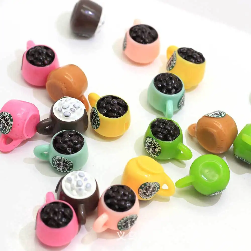 

10Pcs Miniature 3D Kawaii Coffee Cup Resin Cabochon DIY Jewelry Craft Decoration Phone Keychain Earring Accessories: 16*21*14mm