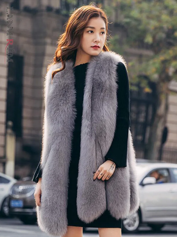 

LANMREM Imitation Fur Coats For Women Sleeveless Solid Color Soft Luxury Warm Clothing 2022 Autumn Winter Female Elegant 2R4764