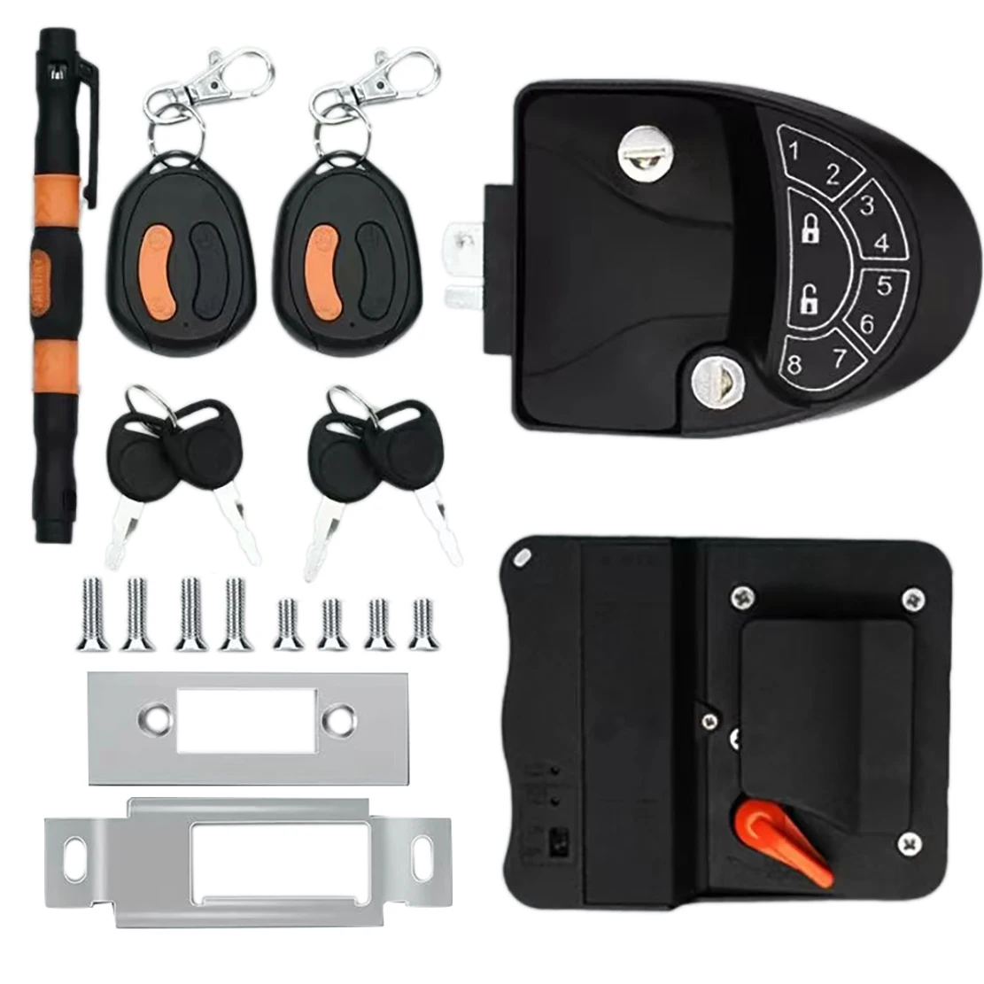 

Замок для входной двери RV без ключа, водонепроницаемый и ударопрочный замок для двери RV, 2 брелка и клавиатура с подсветкой для путешествий, трейлера, кемпера