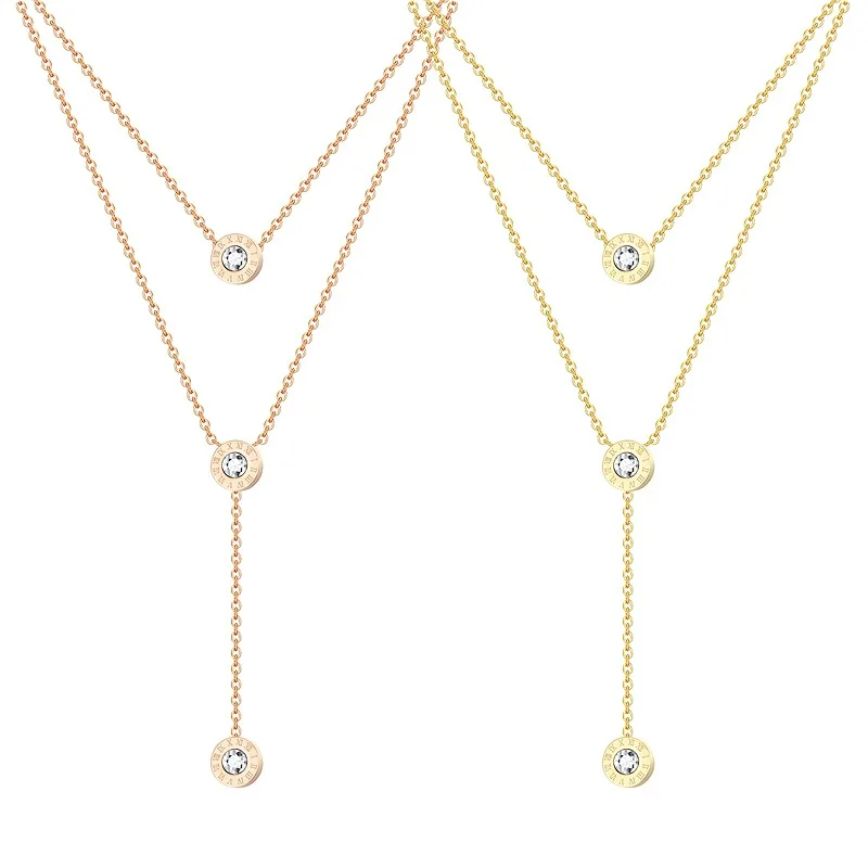 

Dropshipping Trendy Rose Gold Multi-layer Necklace for Women with Roman Numerals