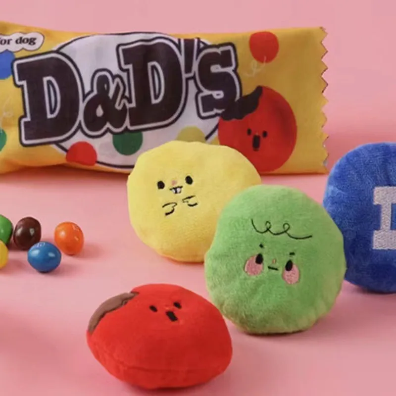 

Новая игрушка для домашних животных Ins, кошка, собака, ножницы и вокализующие конфеты, скрытая еда, игрушка, милая плюшевая пищалка, собака, ж...