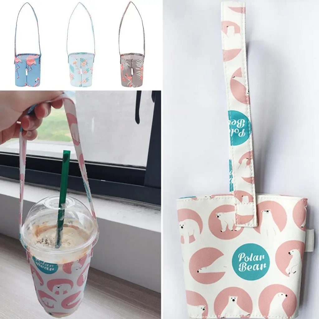 

Women's Polyester Cute Water Bottle Tote Carrier Cover Bag Holder Drink Case