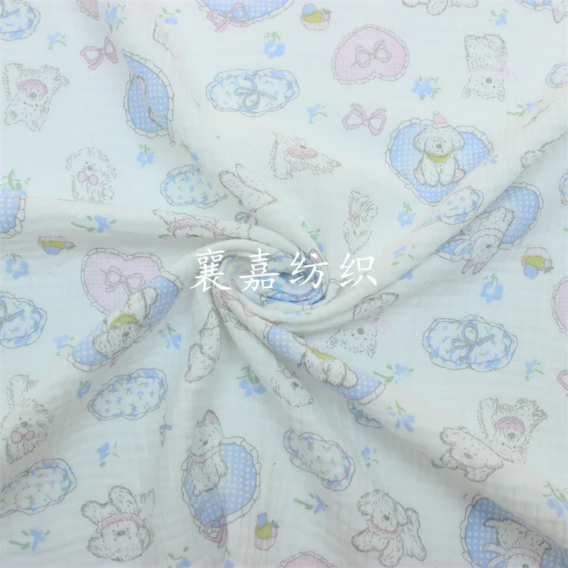 Двойной марлевый креп мультяшный щенок детская одежда пижамы ткань