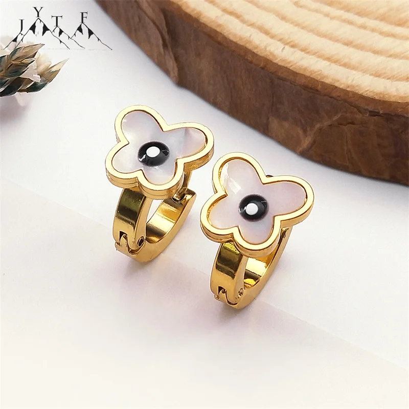 

Butterfly Shell Earrings for Women Turkish Eye Stainless Steel Evil Eyes Gold Plated Hoop Earring Jewelry Gift pendientes Femme