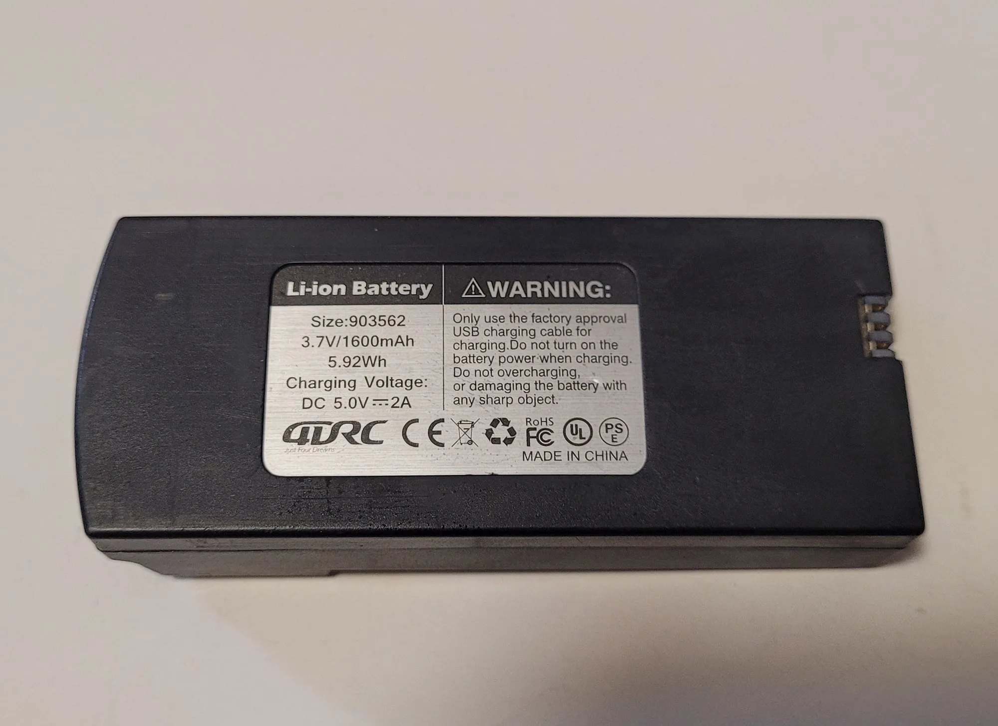 

3.7V 1600mAh Lipo Battery Original Spare Part for 4DRC F6 4D-F6 Wifi FPV Professional Drone Battery Assembly