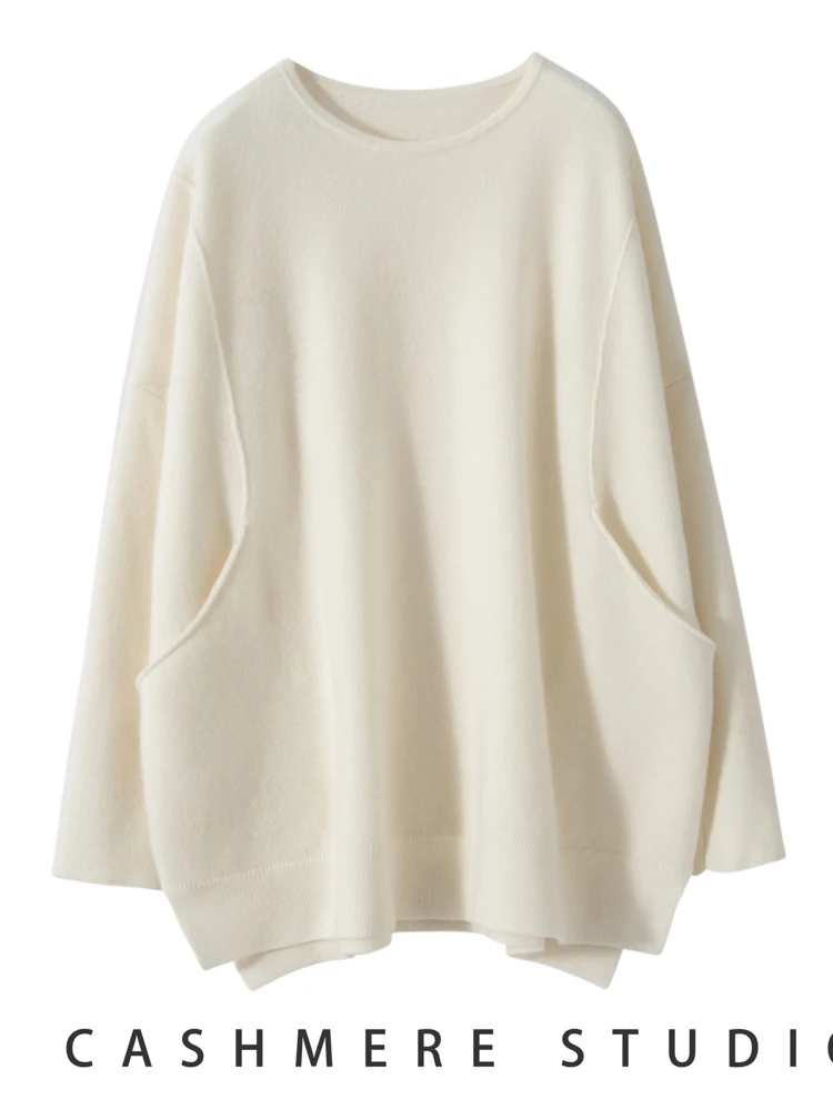 Женский кашемировый пуловер повседневный однотонный мягкий свободный джемпер с