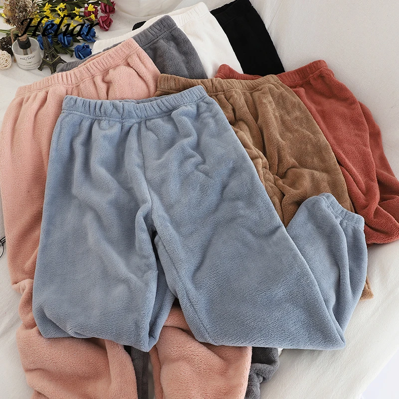 

Elliexi Women Velvet Pajama Pants Elastic Waist Home Casual Warm Woolen Pants Cashmere Trousers For Women 2020 Winter