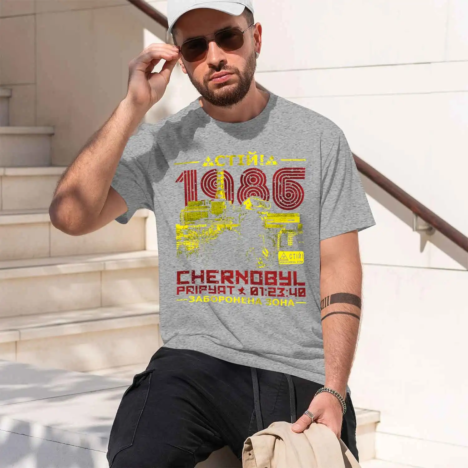 Фото ERNOBYL 1986 2026 Новая модель мужской футболки с коротким рукавом и круглым вырезом, классическая повседневная модель, несколько цветов и размеров для ежедневной носки на протяжении всего дня. №3