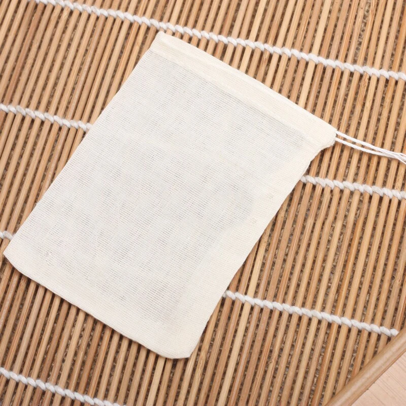 

10pcs Food Grade Tea Bags Cotton Muslin Drawstring Empty Tea Filter Bags Separate Spice Herb Disposable Tea Bags 8*10cm