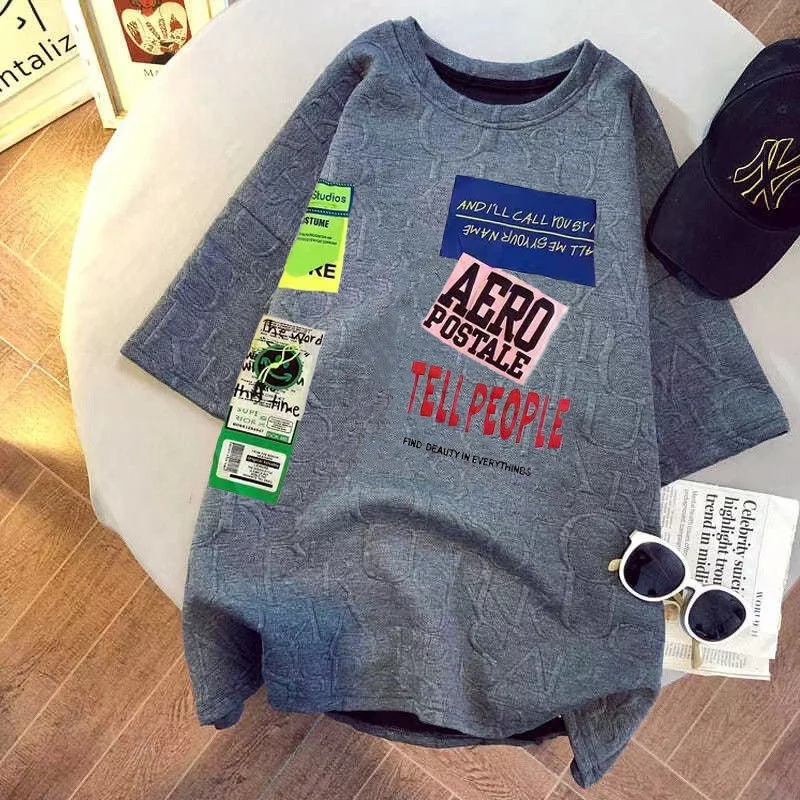 

Женская футболка с принтом и круглым вырезом, большие размеры 2XL