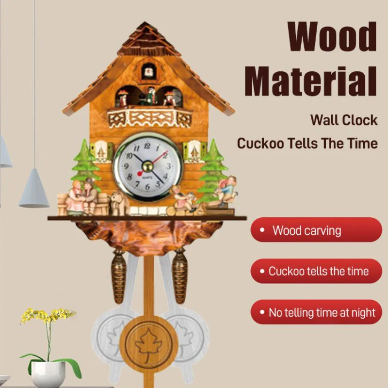 

Cuckoo Wall Clock Alarm Clock Bird Time Bell Home Art Decor