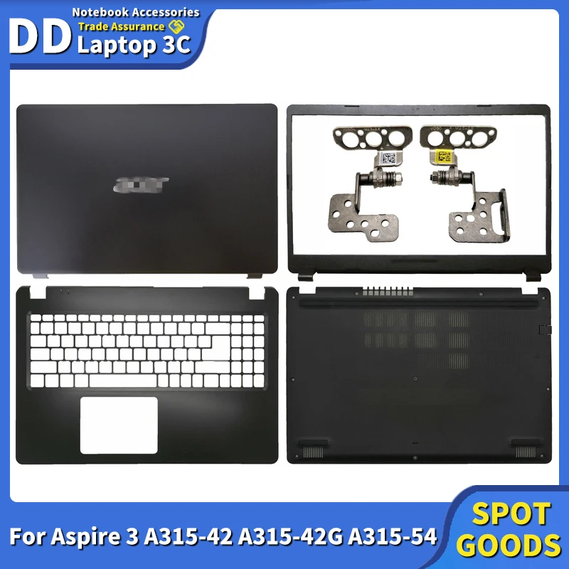 

New Laptop LCD Back Cover Front Bezel Palmrest Hinges Bottom Original For Acer Aspire 3 A315-42 A315-42G N19C1 Laptop Case Black