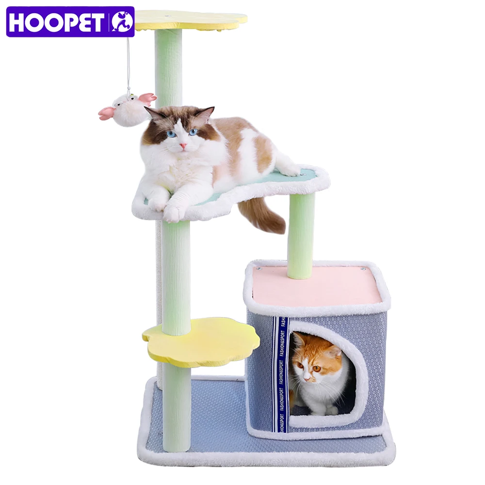 HOOPET Cute Cat Toy Climbing Furniture Cat Scratching Wood Cute Flower Shape Interactive Toys Kitten Climbing Frame