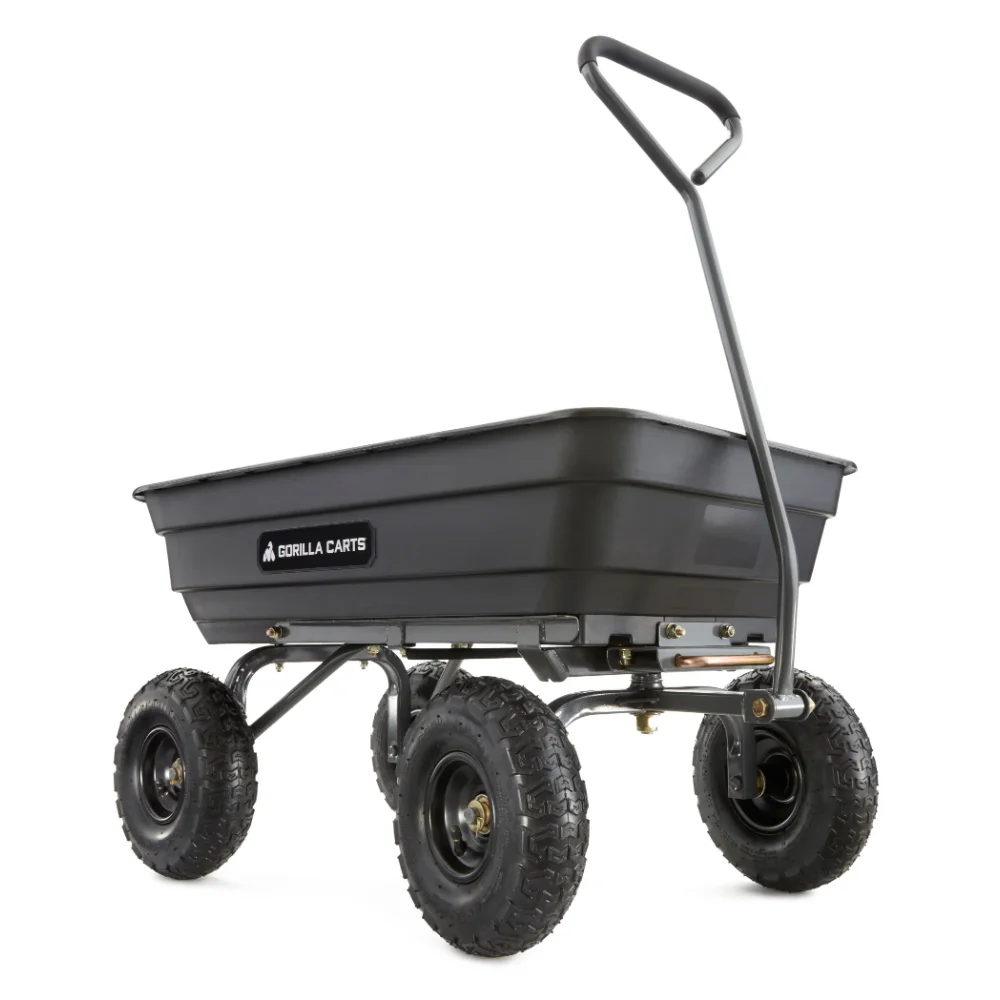 

Gorilla Carts GOR4PS 600-lb. Poly Garden Dump Cart with 10" Tires Beach Cart Folding Cart Beach Wagon Beach Trolley
