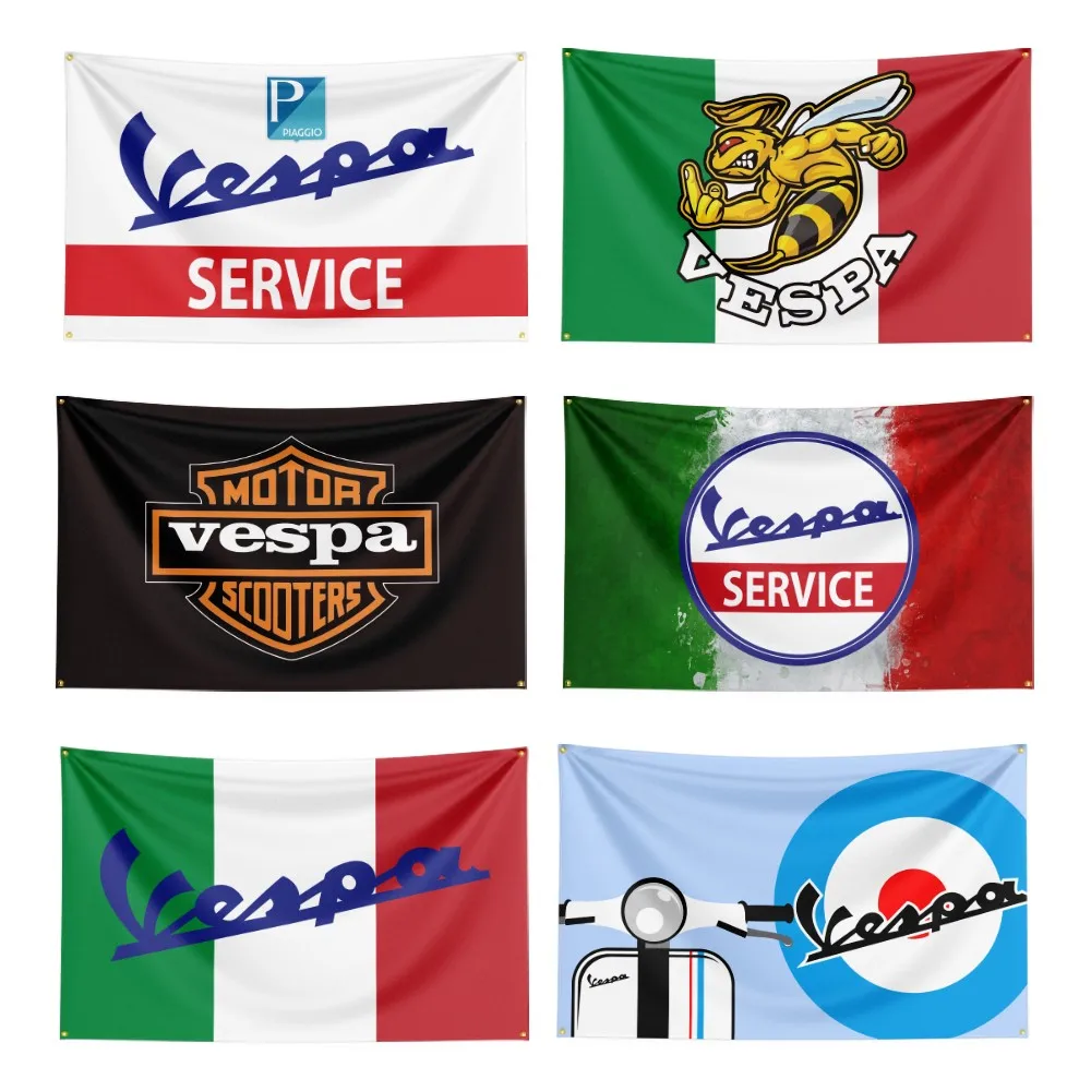 

3x5 Ft Vespa Service Motorcycle Flag Polyester Digital Printed Moto Banner