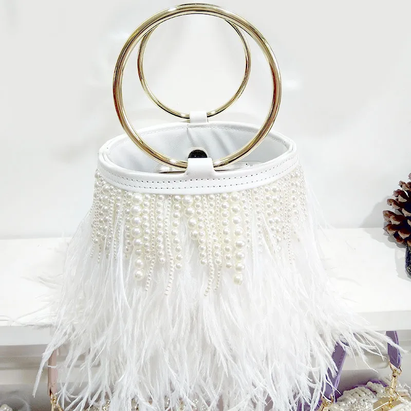 Роскошная вечерняя сумка-клатч с жемчужной кисточкой дизайнерская сумка через