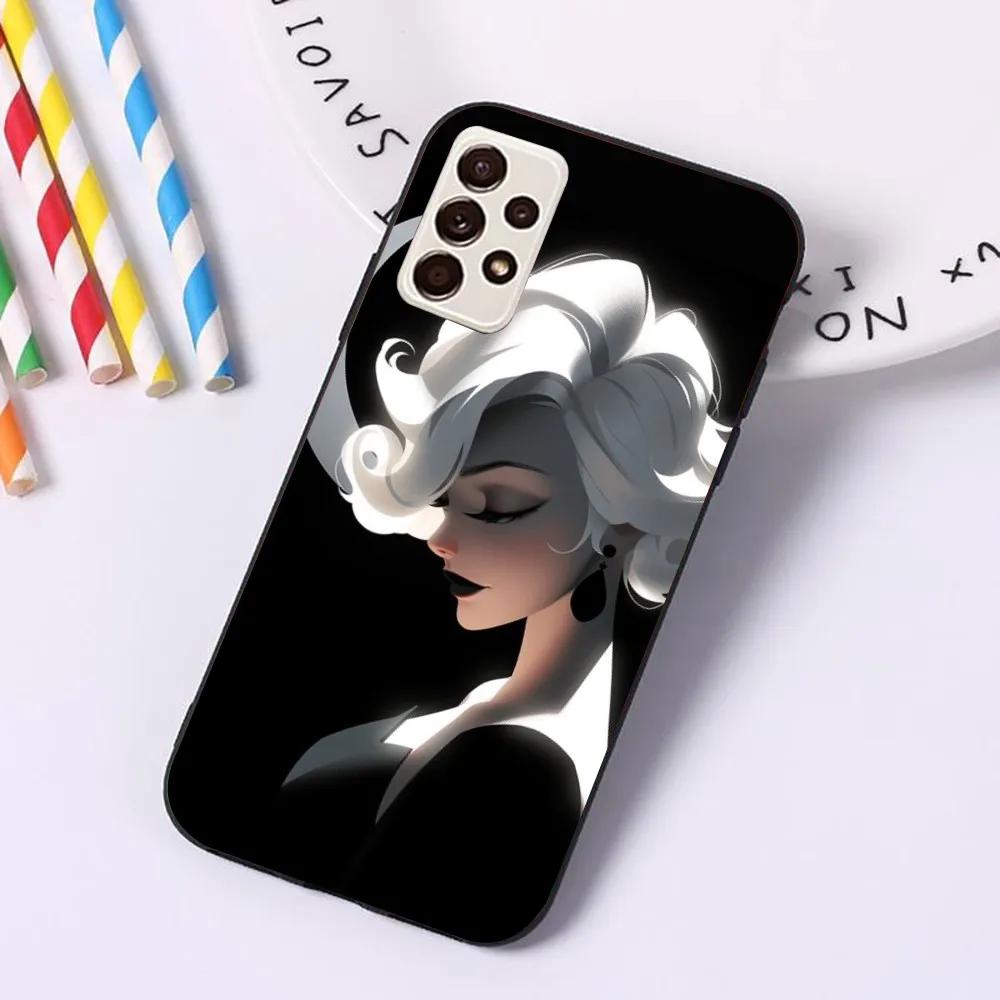 Черный белый чехол для мобильного телефона девочек Samsung A91 A81 A73 A72 A71 A30S A20 A12 A13 A52 A53