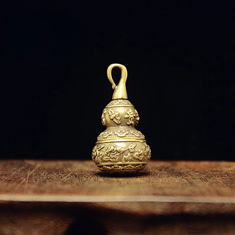 

Brass Chinese Letters Blessing Lotus Gourd Charms Copper Lucky Car Key Chain Pendants Pill Box Medicine Case Container Bottle