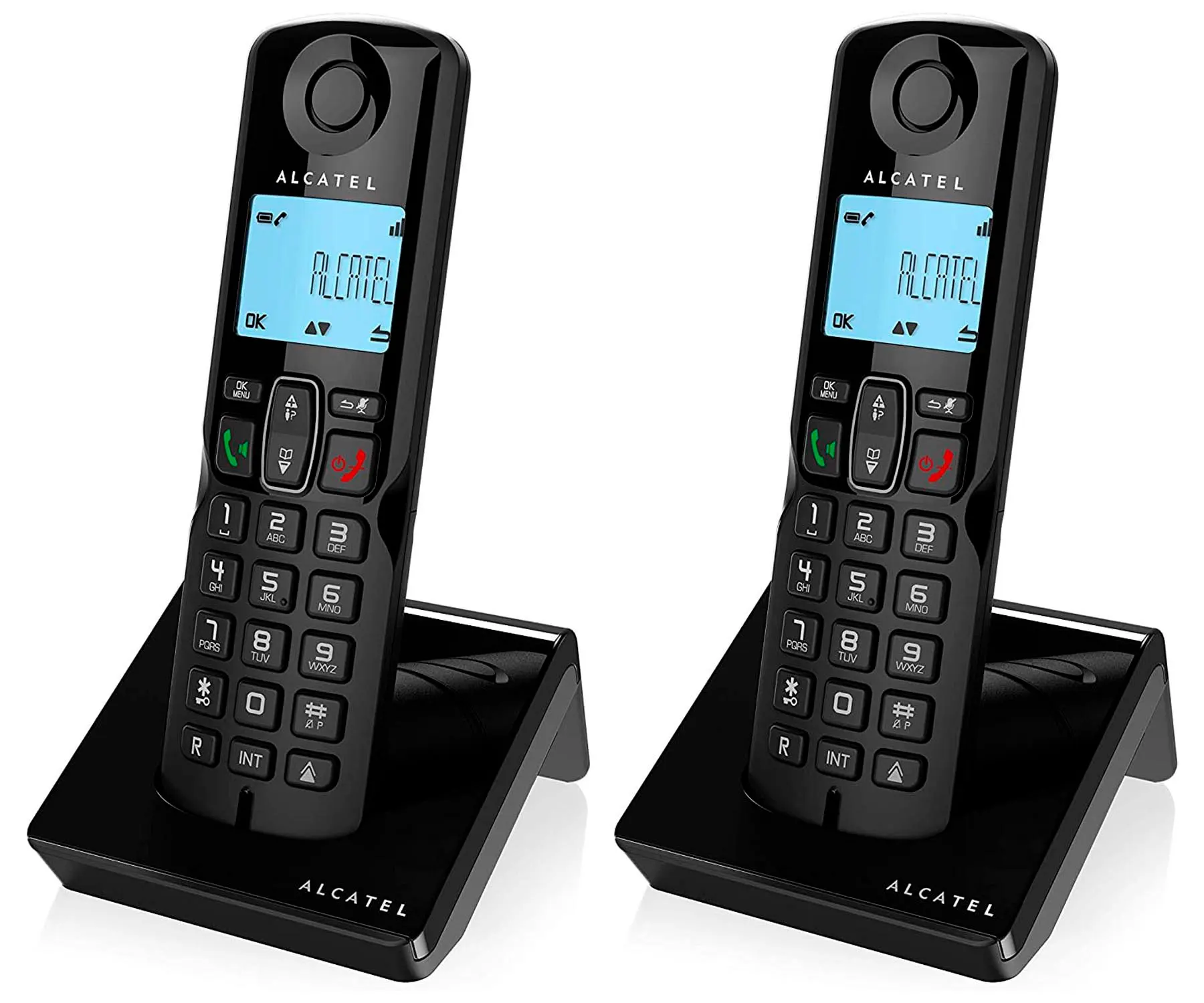 Черные фиксированные беспроводные телефоны Alcatel s250 duo с подсветкой и блокировкой