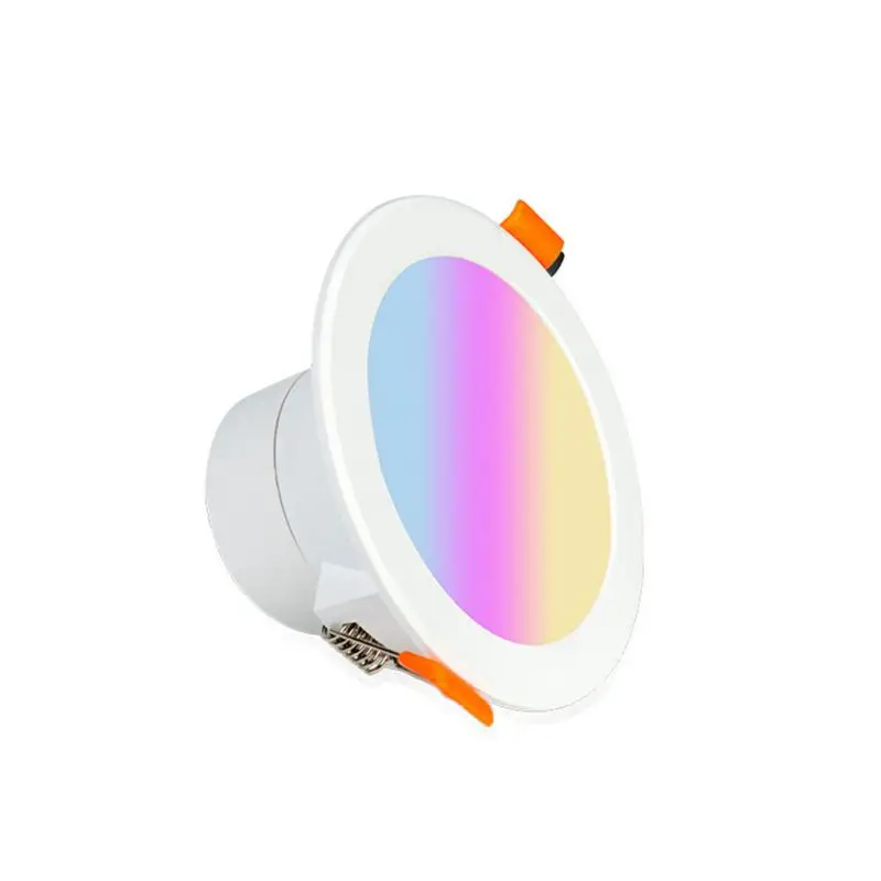 

Светодиодный потолочный светильник, совместимый с bluetooth, с цветным точечным светильником, встроенный круглый светильник для умного дома, RGB, светильник с регулируемой яркостью, 110 В, 220 В