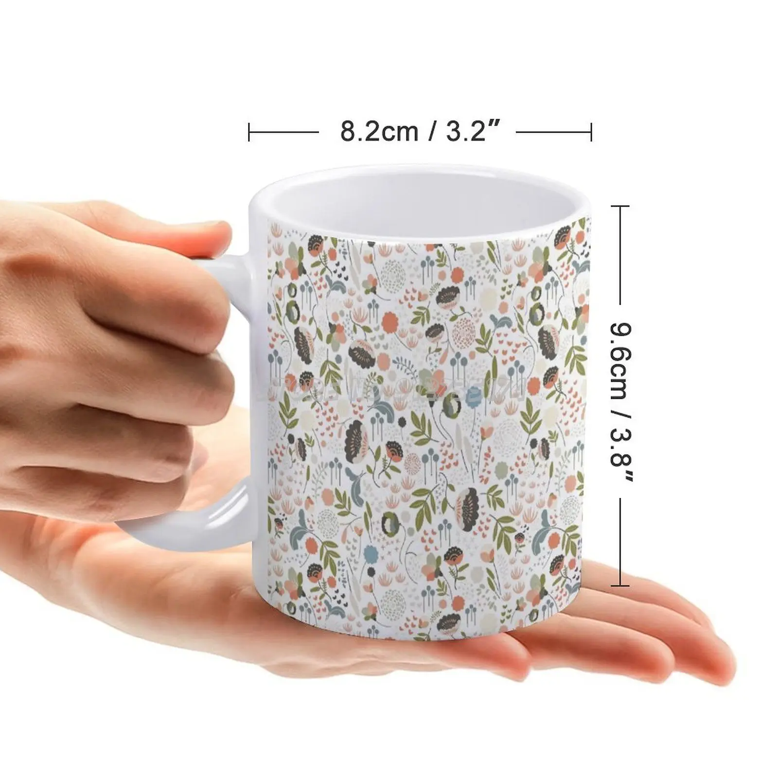 Floribund: красивая и Женственная белая кружка с цветочным лиственным рисунком 11