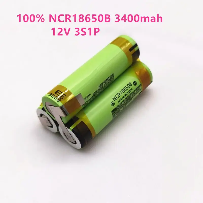 

New 18650B3400 mAh battery, suitable for 12V 16.8V 21V screwdriver, customized battery with welding strip, 3S1P rechargeable