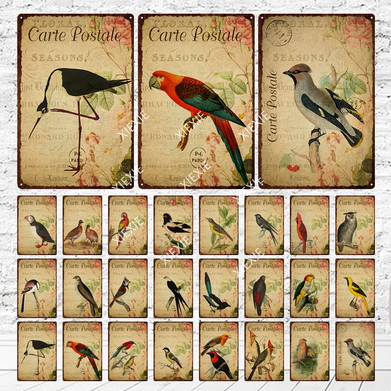 

Vintage Tin Sign Metal Decorative Plaque Garden Living Room Kitchen Cafe Decor Wall Decoration Plate Bird Card Postale Poster