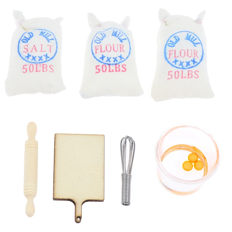 

1:12 Doll House DIY Hut Doll House Mini Food Accessories Model Flour And Rolling Pin Eggbeater Toy Dollhouse Miniatures
