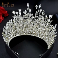 a383 luxury wedding headband queen diadem rhinestone bride hair jewelry set princess hair ornaments bridal crown earring sets