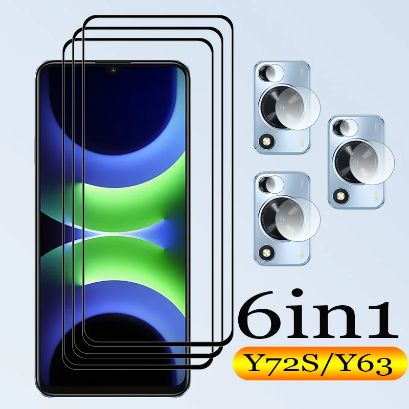 Фото Обновленное полное покрытие для Huawei Nova Y72S Nova Y63 закаленное стекло 9H 6,75 дюйма с защитой от царапин Nova Y72S Y63 мягкая пленка для объектива камеры №1