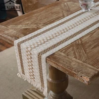 american european table flag tea table cloth decorative tea table bed flag natural cotton and linen striped woven tassel
