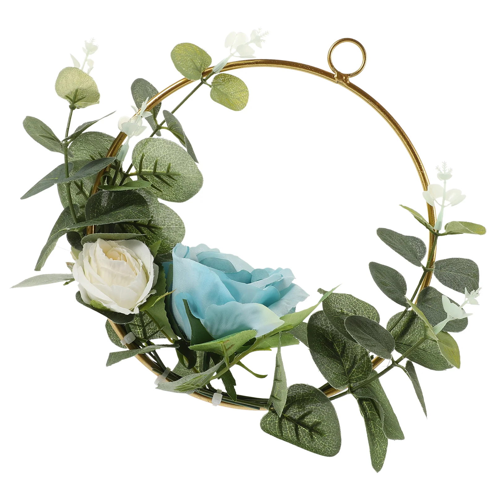 

Simulated Flower Hoop Flower Wall Decor Metal Ring Wreath Hanging Ornament