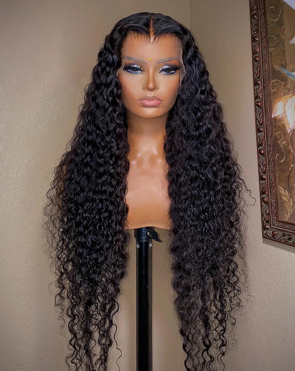 

26 Inch Long Kinky Curly 180%Density Synthetic Lace Front Wig for Black Woman With Babyhair Preplucked Glueless Heat Resistant