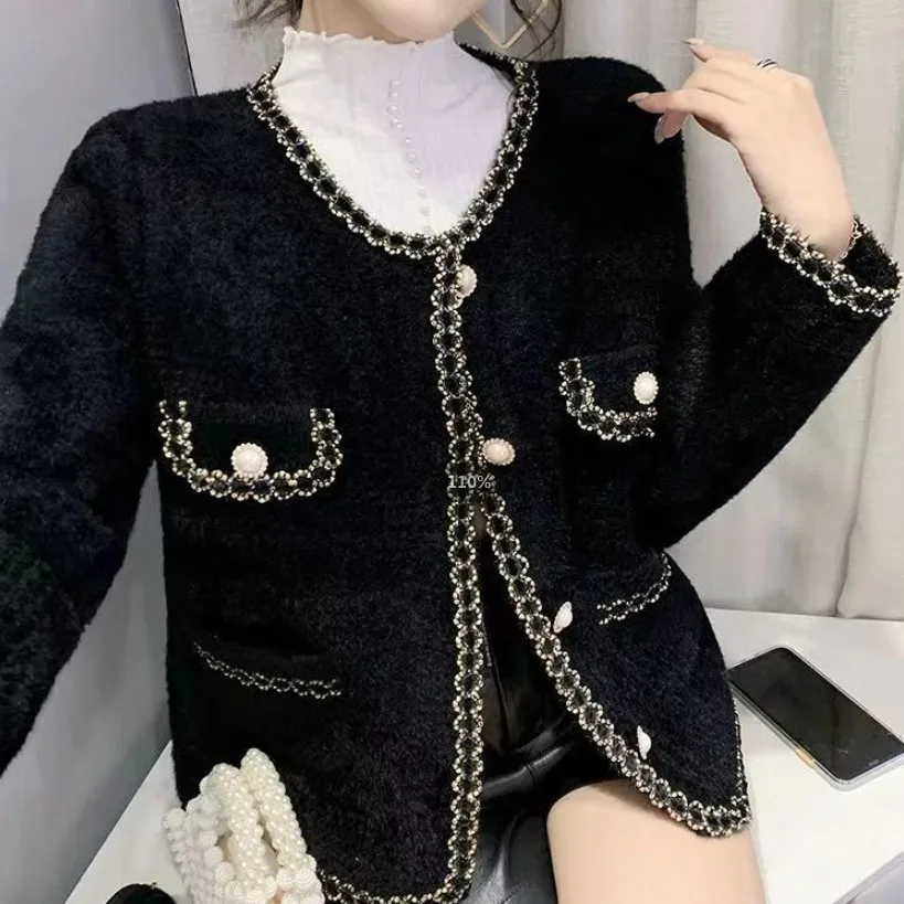 

2023 Early Autumn Women's New Lace Coat,Fashion Top High Grade Mink Fleece Cardigan Short Top for Women's Wear