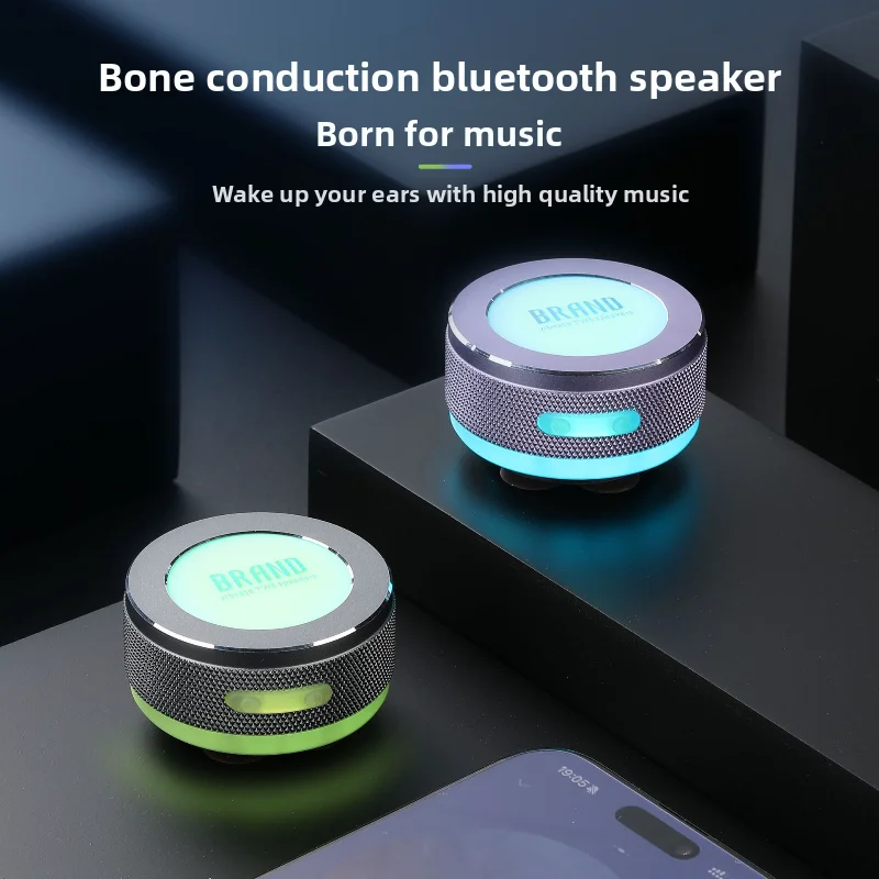 Фото Миниатюрная портативная Bluetooth-колонка с костной проводимостью, беспроводной сабвуфер, магнитный металлический корпус, мощный звук №1