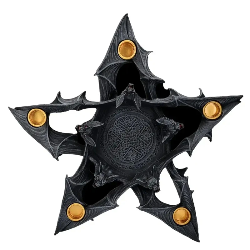 Подсвечник летучая мышь для Хэллоуина готический черный подсвечник из смолы