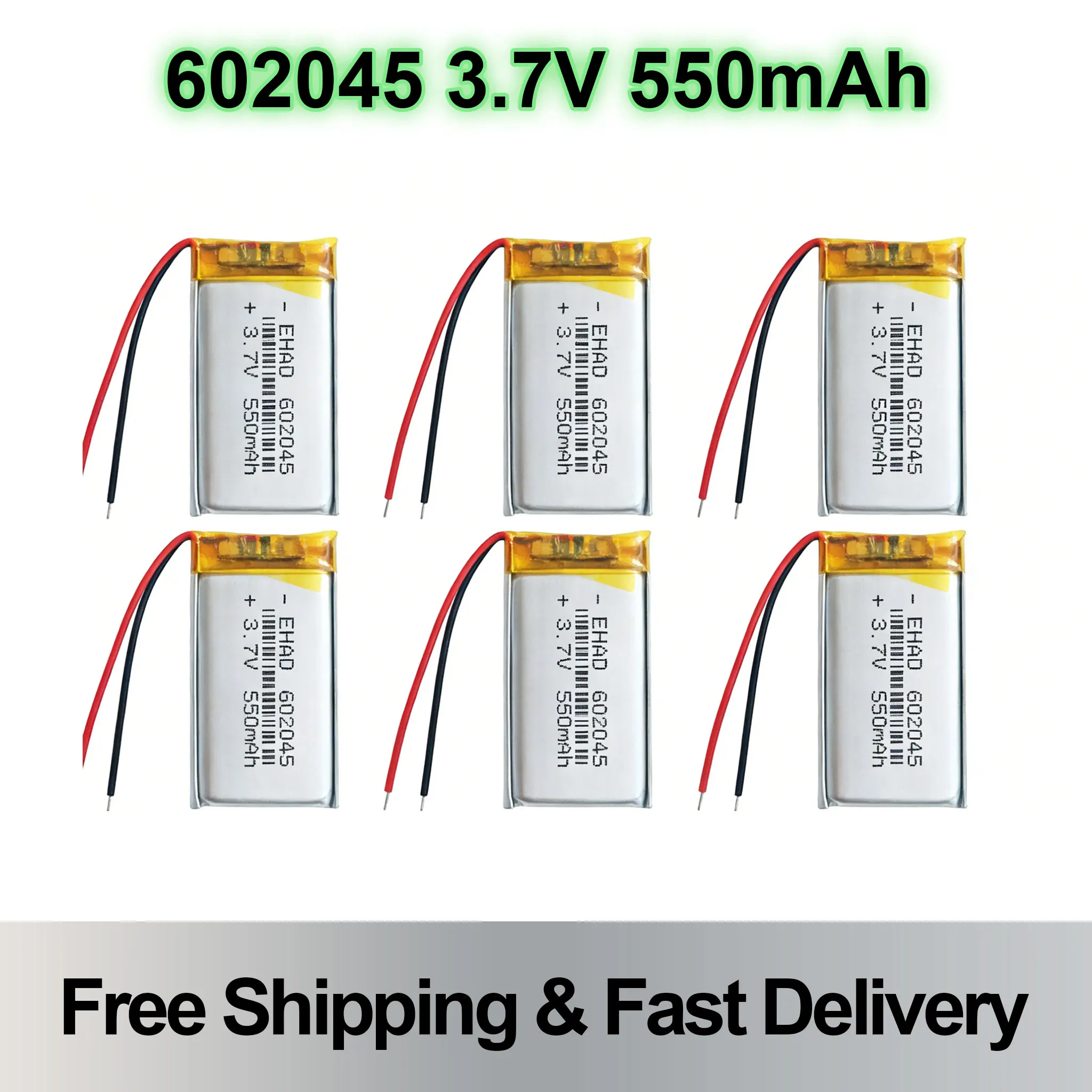 Фото Аккумулятор LiPo 3.7V 550mAh 602045 для умных часов, браслетов, MP3-плееров, GPS-навигаторов, гарнитур, камер №1