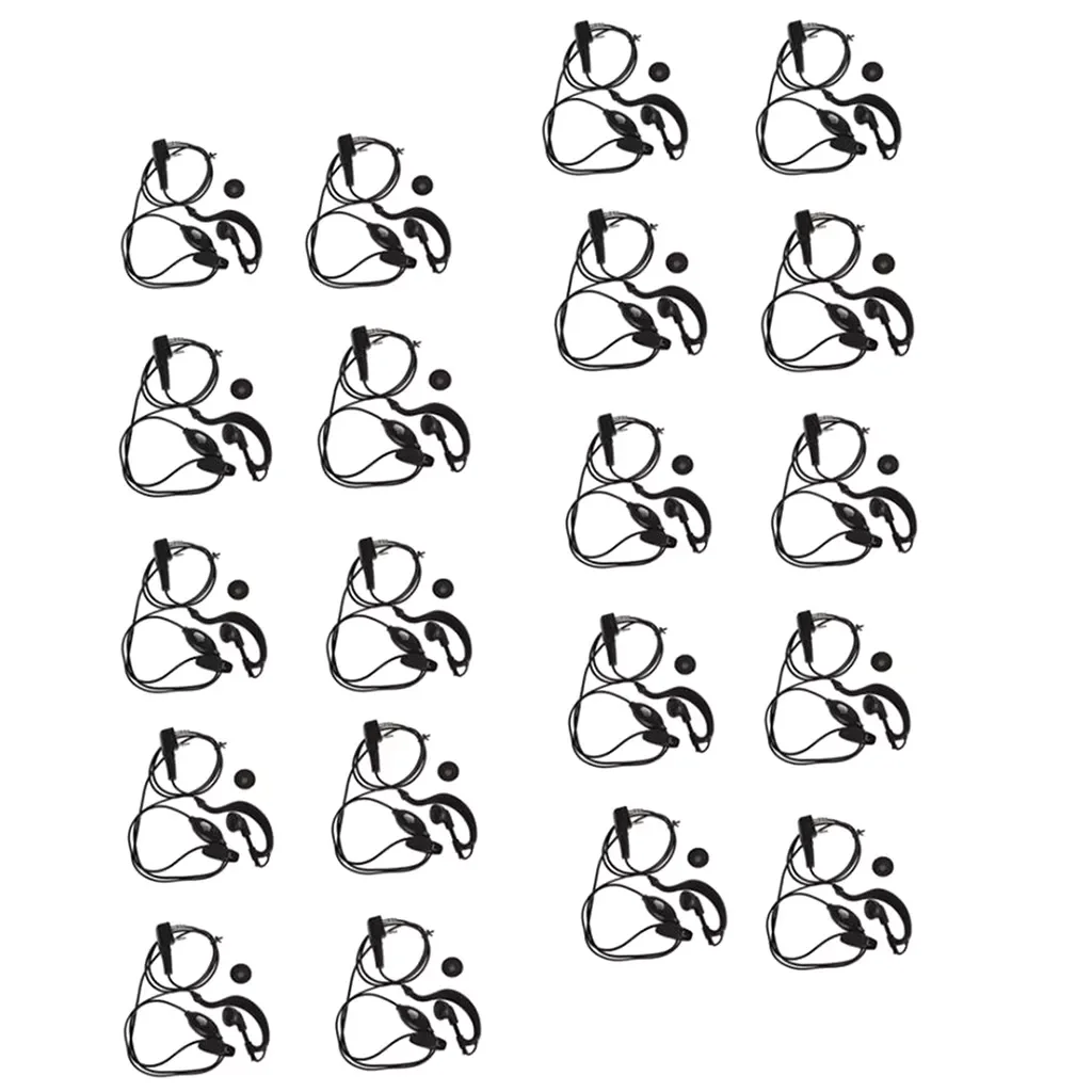 

20 Pieces G Shape Ear-Clip Earpiece Headset Mic Single Wire for Kenwood 2 Way Radio Walkie Talkie