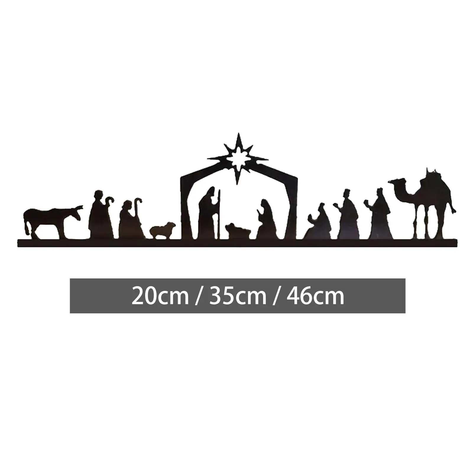 

Металлическая стена с изображением сцены Рождества, статуи святой семьи