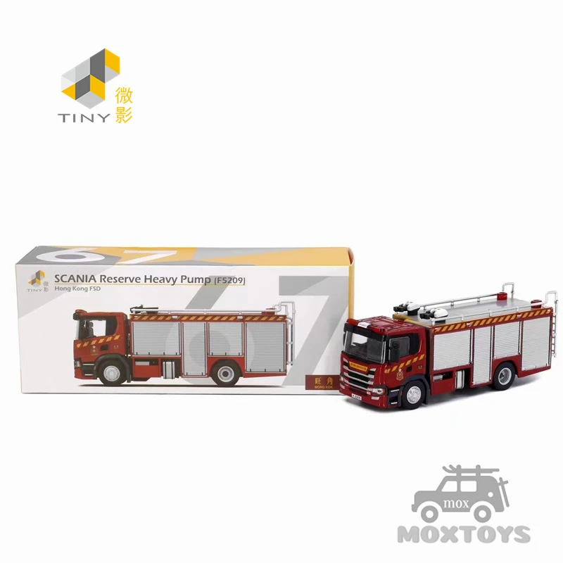 

Tiny 1:76 Scania Hong Kong Fire Services Department heavy duty pump truck Diecast Model Car