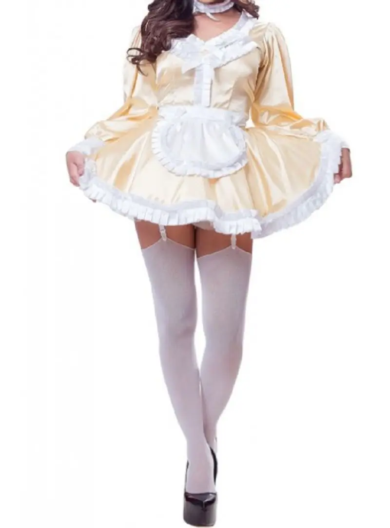 Женская атласная юбка с длинным рукавом и французским замком |