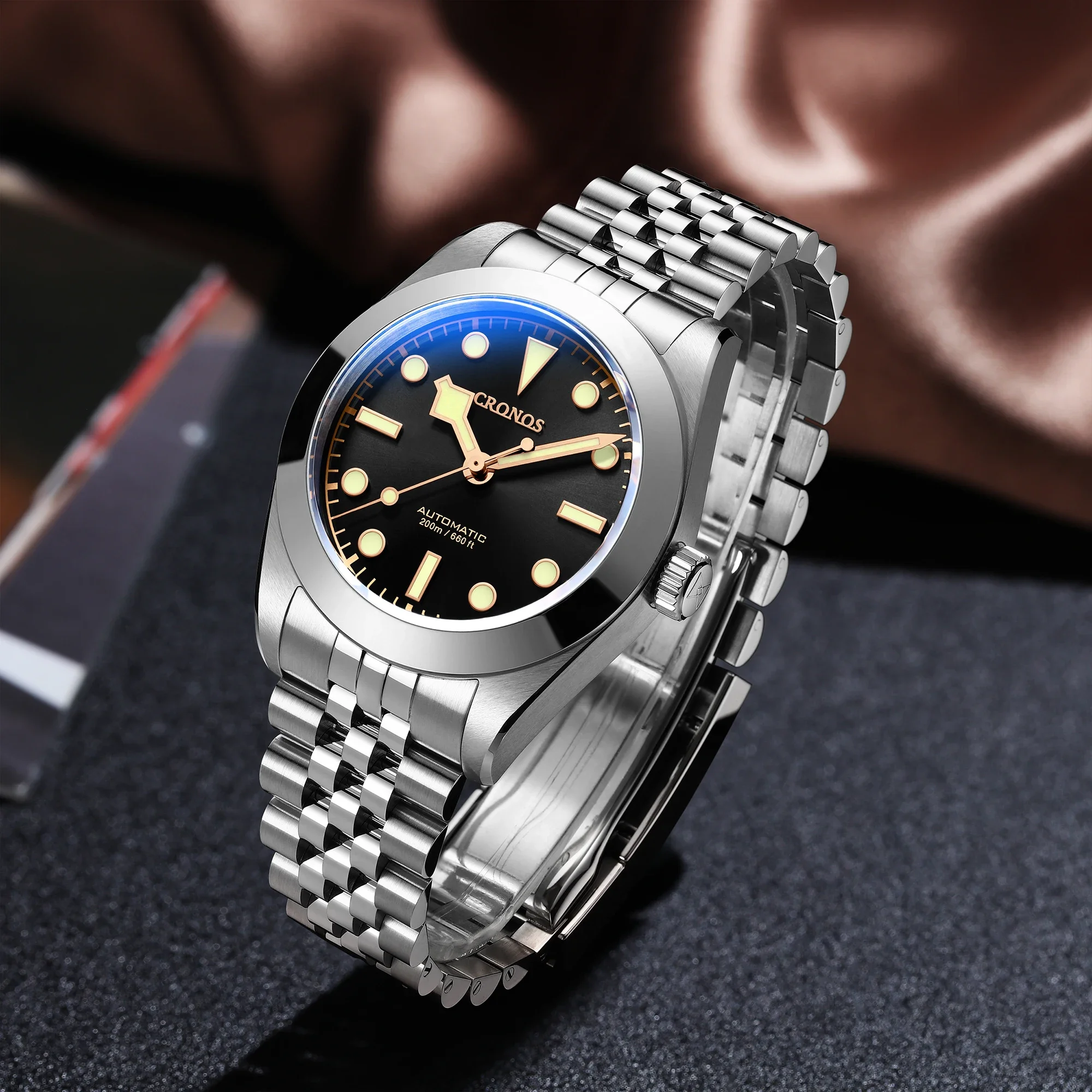 Часы Cronos BB39 автоматические механические часы с сапфировым стеклом и AR-покрытием