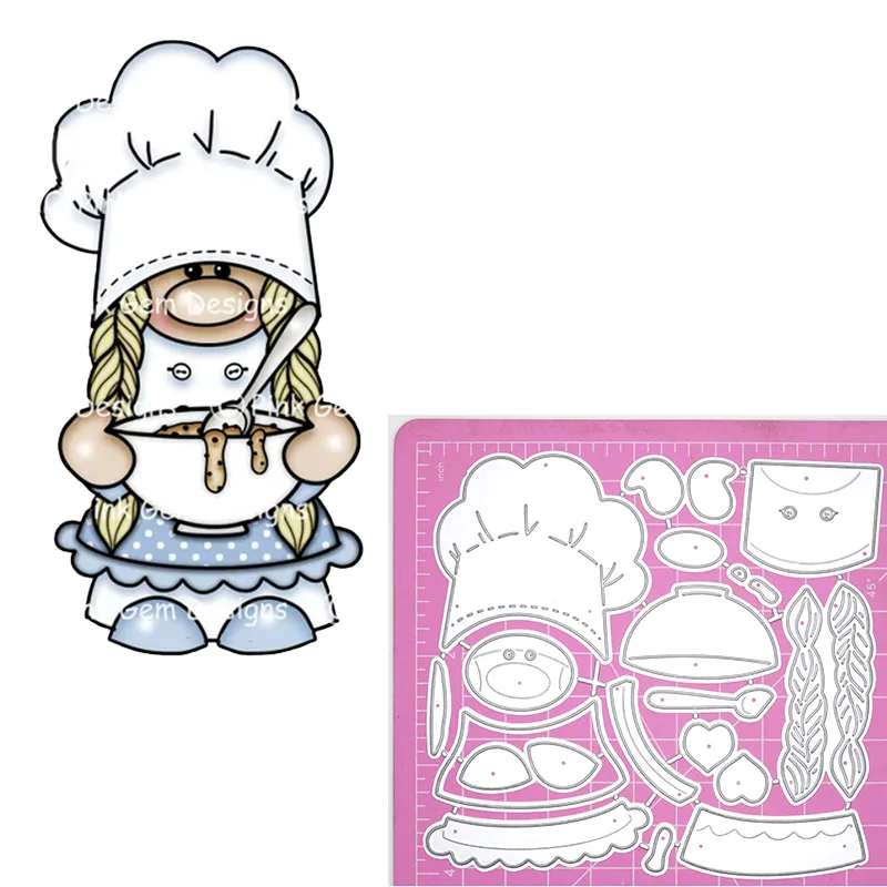 Новый штамп шеф-повара мальчик девочка готовка торт гном персонаж трафарет для