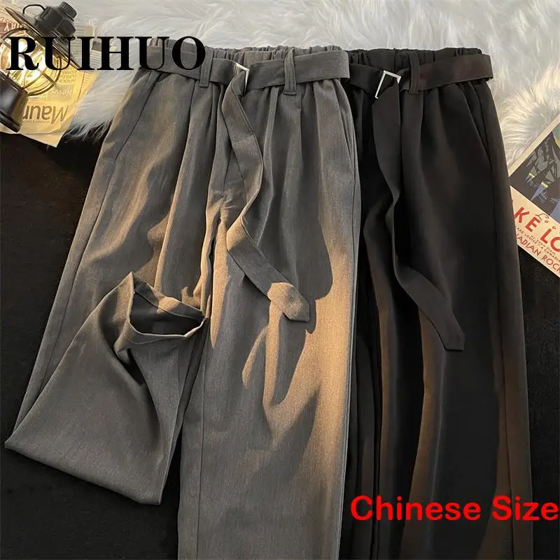 

RUIHUO Casual Straight Suit Pants Men Clothings Harajuku Fashion Sweatpants Men Chinese Size 2XL 2023 Spring New Arrivals