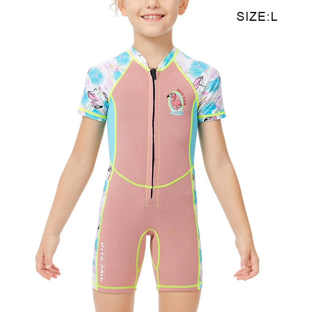 

2MM Kids Wetsuit Wetsuits Diving Suit Full Body Shorty Sleeved Neoprene Keep Warm Rash Guard Front Zipper Surf Suit M