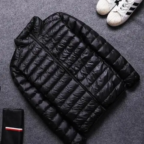 Autumn and Winter Light Down Padded Jacket Men's Cropped Stand Collar Hood Young and Middle-aged Lightweight Thin Coat